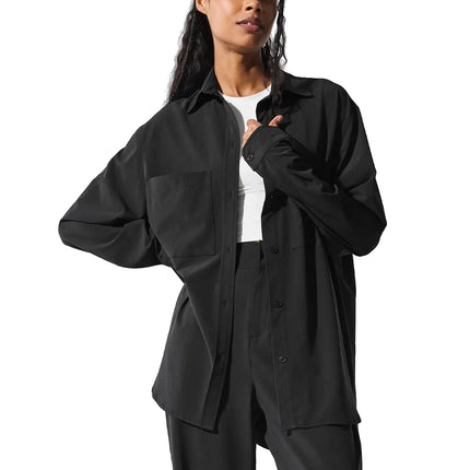alo Women's Dreamscape Button Down Long Sleeve Black