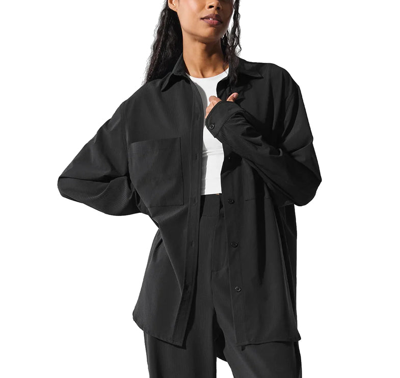 alo Women's Dreamscape Button Down Long Sleeve Black