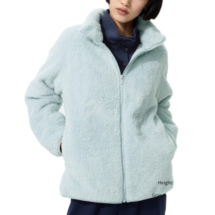 Uniqlo Women's Fluffy Yarn Fleece Full-Zip Jacket 61 Blue