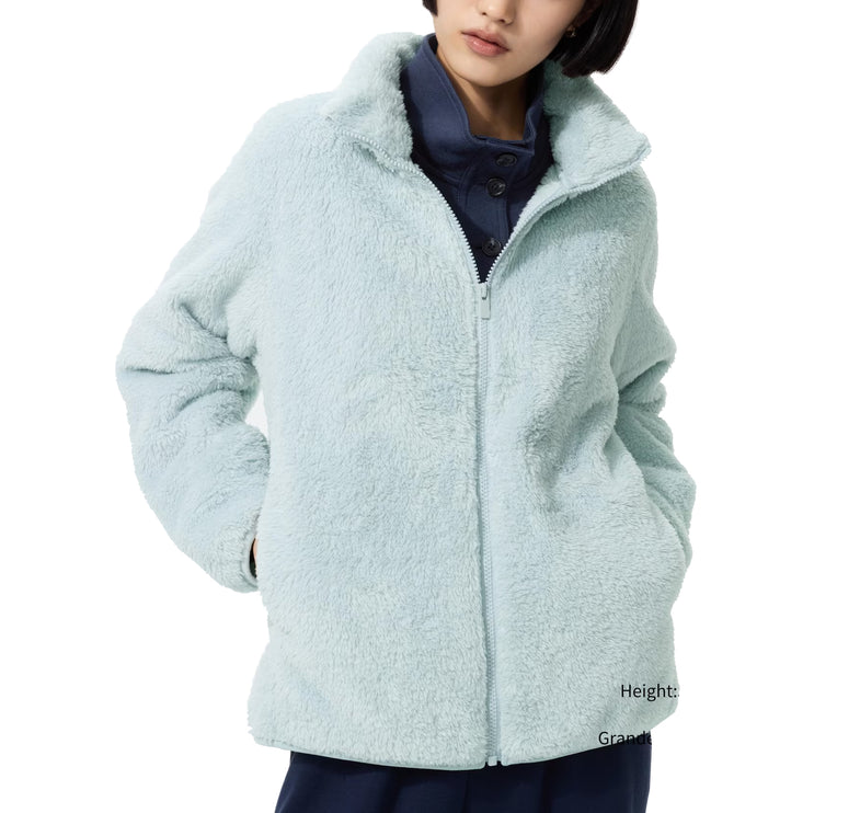 Uniqlo Women's Fluffy Yarn Fleece Full-Zip Jacket 61 Blue