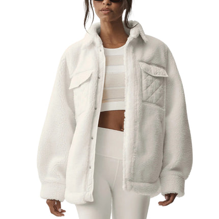 alo Women's Sherpa Edge Shacket Ivory