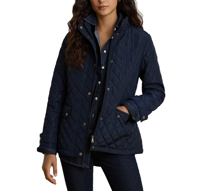 Polo Ralph Lauren Women's Diamond-Quilted Mockneck Jacket Dark Navy