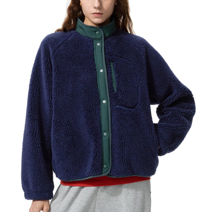 Uniqlo Women's Pile Lined Fleece Combination Jacket 69 Navy