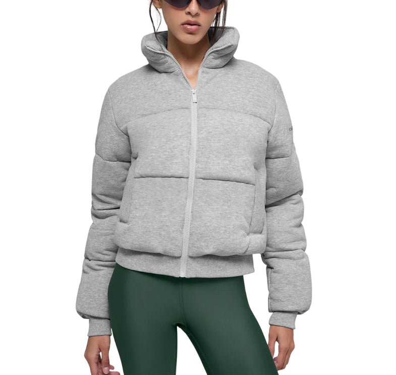 alo Women's Sweatshirt Puffer Athletic Heather Grey