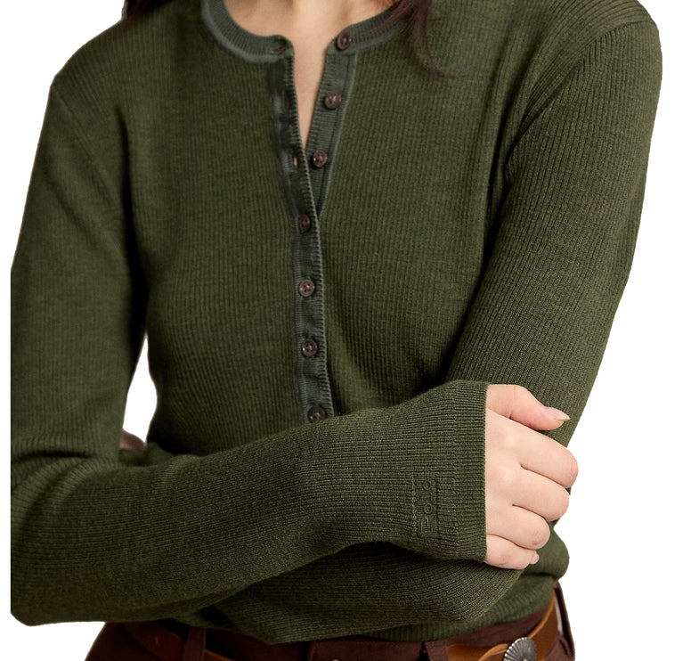 Polo Ralph Lauren Women's Rib-Knit Wool Cardigan Harvest Olive Heather