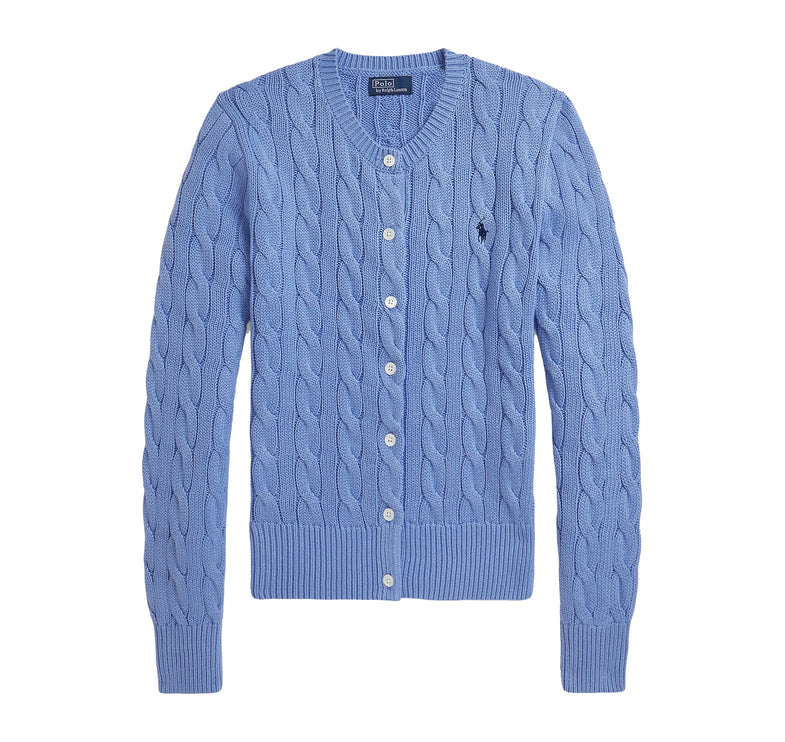 Polo Ralph Lauren Women's Cable-Knit Cotton Crewneck Cardigan New Litchfield Blue