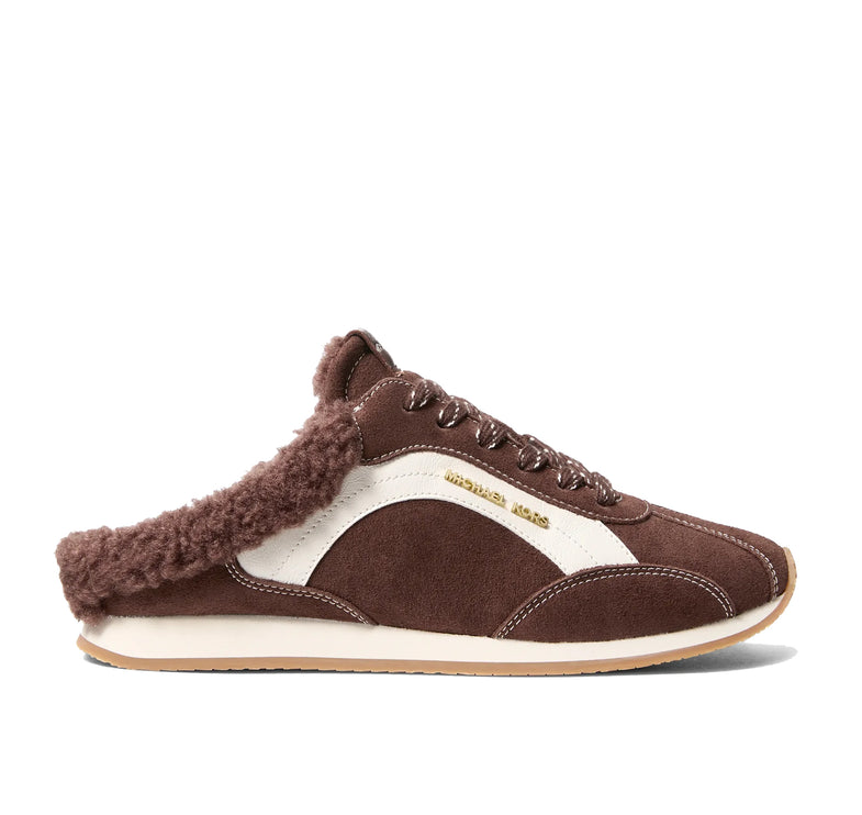 Michael Kors Women's Avi Faux Shearling Trim Slip-On Sneaker Nutmeg