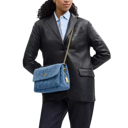 Coach Women's Elodie Crossbody Bag In Regenerative Cotton With Quilting Gold/Indigo