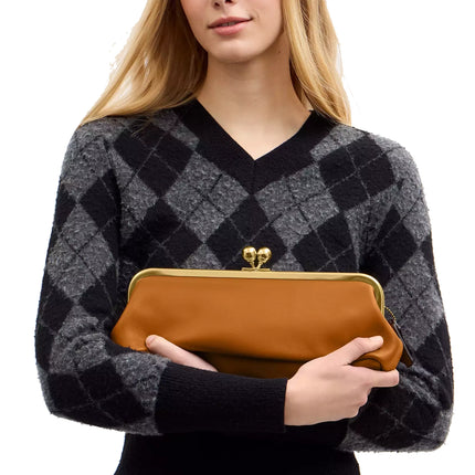 Coach Women's Kisslock Frame Bag 30 Brass/Saffron
