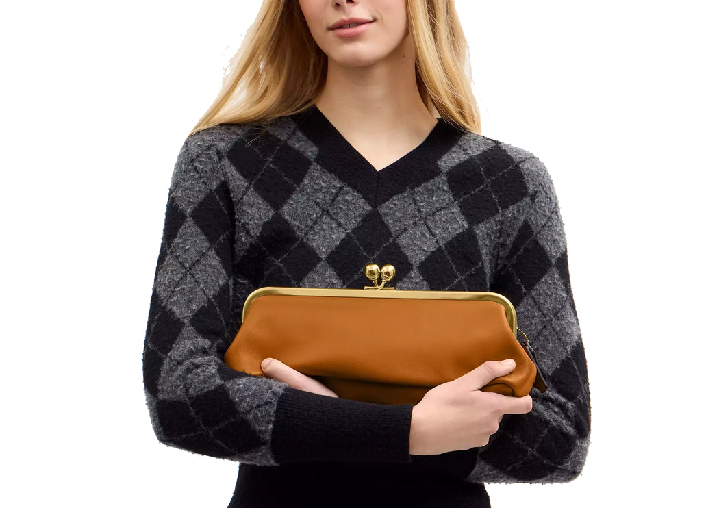 Coach Women's Kisslock Frame Bag 30 Brass/Saffron