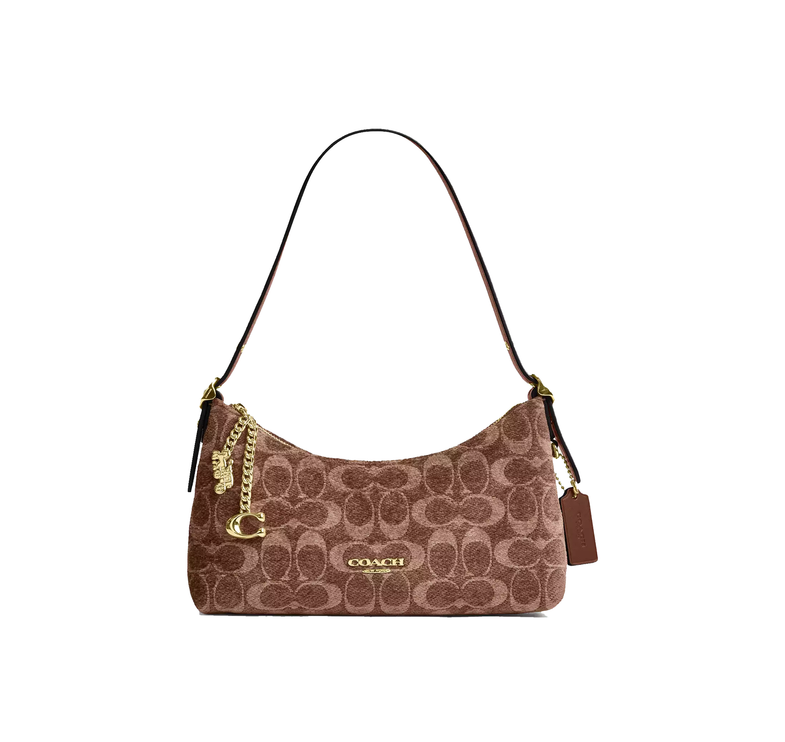 Coach Women's Emeilia Shoulder Bag In Signature Chenille Gold/Light Khaki/Vintage Brown