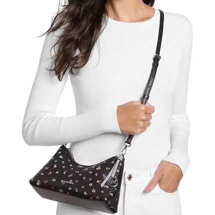 Michael Kors Women's Sammy Small Floral Printed Convertible Crossbody Bag Black