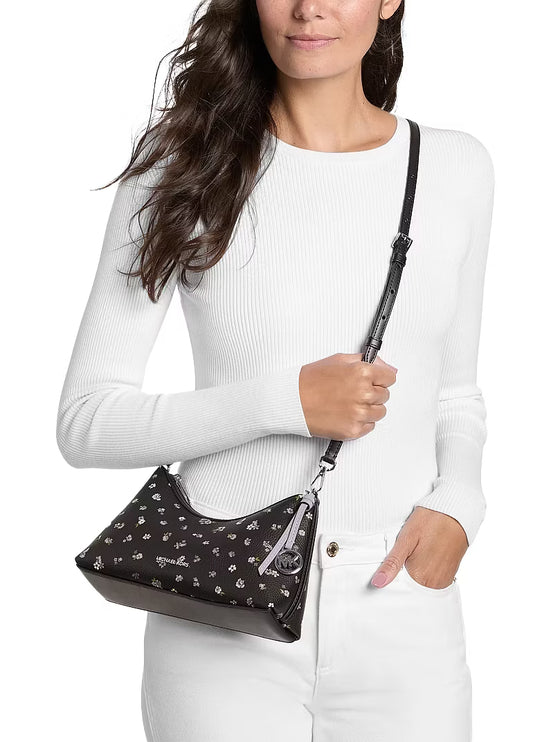 Michael Kors Women's Sammy Small Floral Printed Convertible Crossbody Bag Black