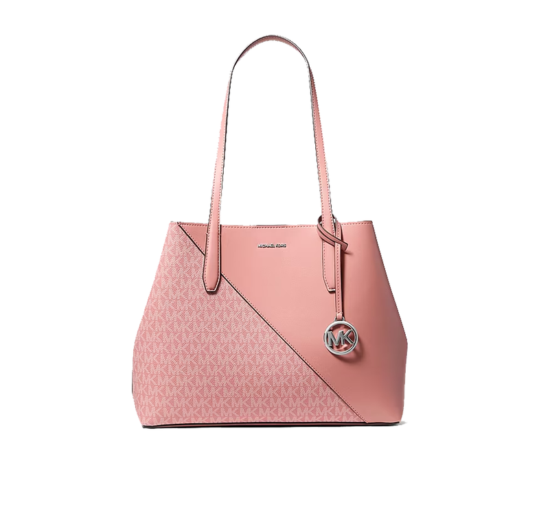 Michael Kors Women's Avalon Medium Signature Logo and Smooth Tote Bag Sunset Rose