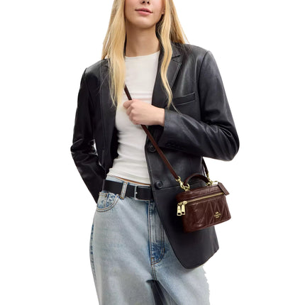 Coach Women's Rainer Crossbody Bag 18 With Quilting Gold/Maple