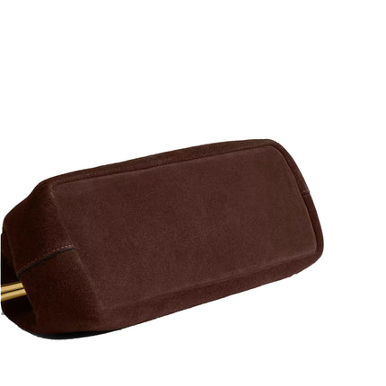 Coach Women's Kisslock Frame Bag 30 Suede/Brass/Dark Chocolate