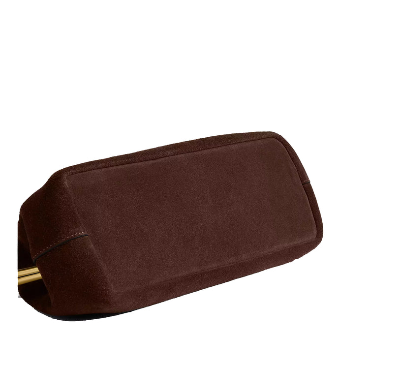 Coach Women's Kisslock Frame Bag 30 Suede/Brass/Dark Chocolate
