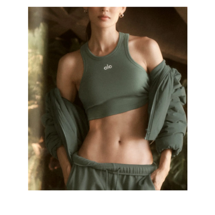 alo Women's Aspire Tank Bamboo Green/White