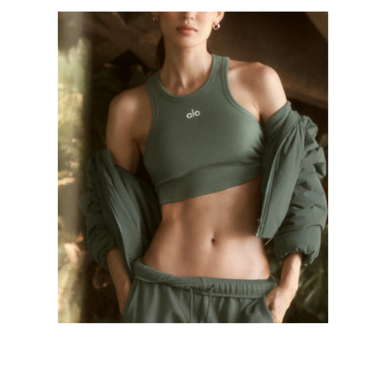 alo Women's Aspire Tank Bamboo Green/White