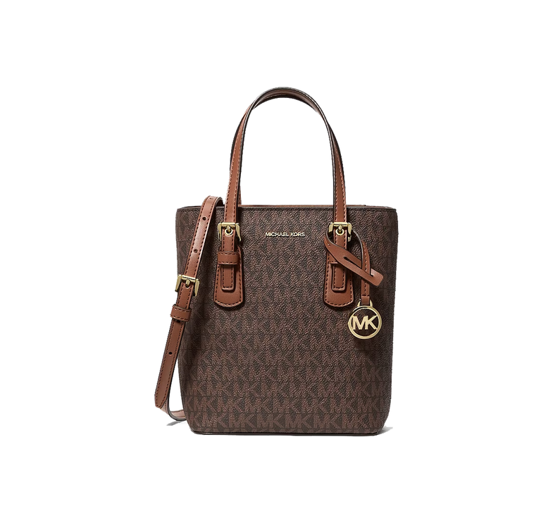 Michael Kors Women's Voyager Extra-Small Signature Logo Convertible Crossbody Bag Brown