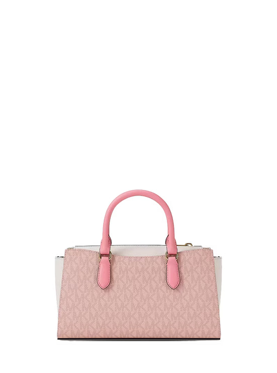Michael Kors Women's Arden Small Color-Block Signature Logo Messenger Bag Powder Blush Multi