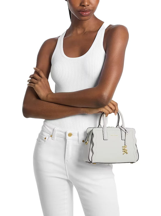 Michael Kors Women's Laila Extra-Small Pebbled Leather Convertible Crossbody Bag Eggshell