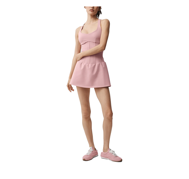 alo Women's Airbrush Sparks Fly Corset Tennis Dress Vintage Pink