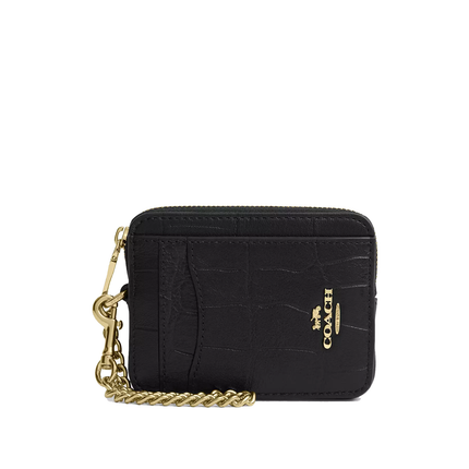 Coach Women's Zip Card Case Gold/Black
