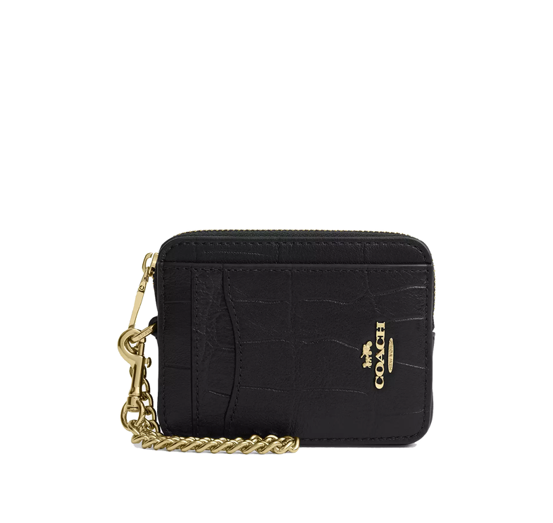 Coach Women's Zip Card Case Gold/Black