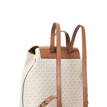 Michael Kors Women's Maya Medium Signature Logo Backpack Vanilla/Gold