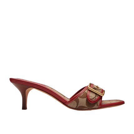 Coach Women's Margot Sandal In Signature Jacquard Khaki/Poppy
