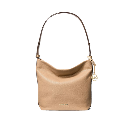 Michael Kors Women's Roey Medium Pebbled Leather Bucket Messenger Bag Camel