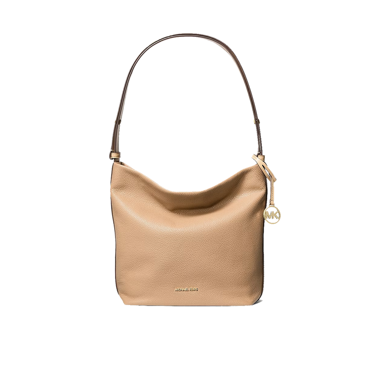 Michael Kors Women's Roey Medium Pebbled Leather Bucket Messenger Bag Camel