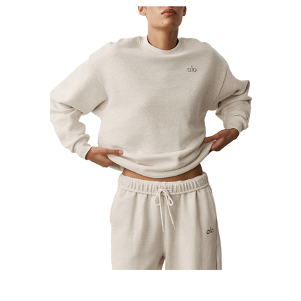 alo Women's Accolade Crew Neck Pullover Oatmeal Heather
