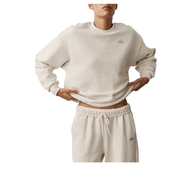 alo Women's Accolade Crew Neck Pullover Oatmeal Heather