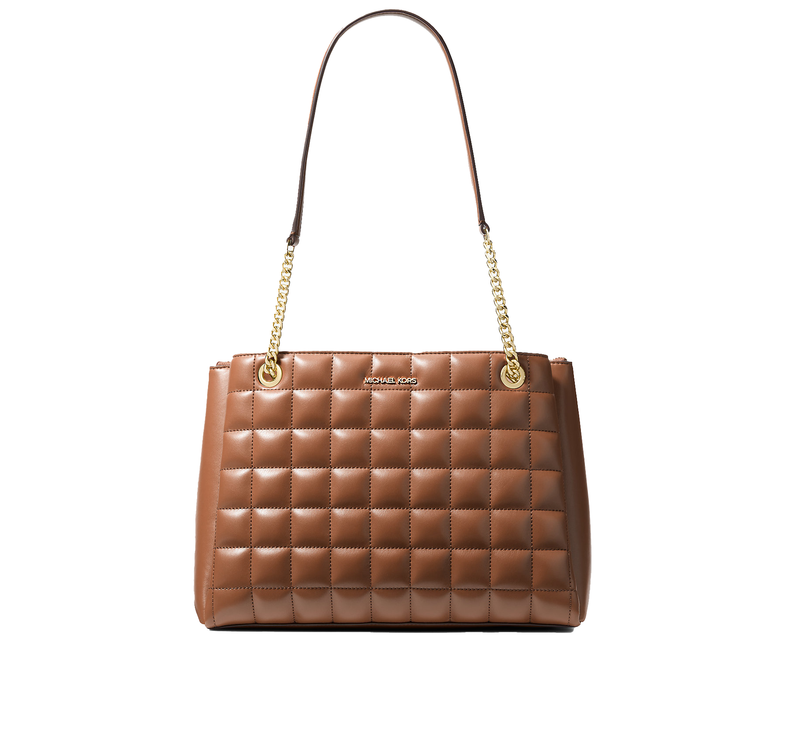 Michael Kors Women's Soho Medium Quilted Tote Bag Luggage/Gold
