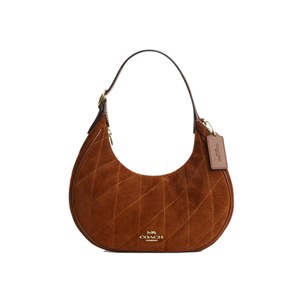 Coach Women's Emily Shoulder Bag With Quilting Suede/Gold/Warm Brown