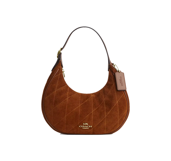 Coach Women's Emily Shoulder Bag With Quilting Suede/Gold/Warm Brown
