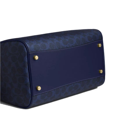 Coach Women's Rowan Large Satchel Bag In Signature Canvas Gold/Navy