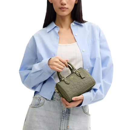 Coach Women's Mini Rowan Crossbody Bag In Signature Leather Gold/Pistachio