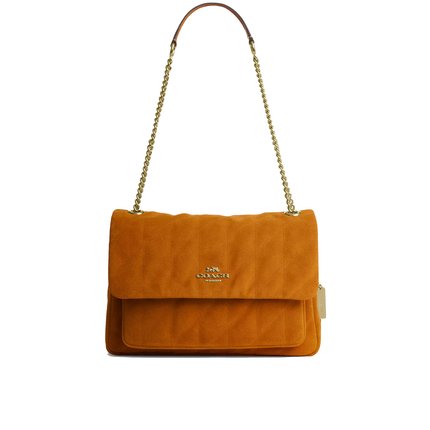 Coach Women's Elodie Crossbody Bag With Quilting Suede/Gold/Marigold