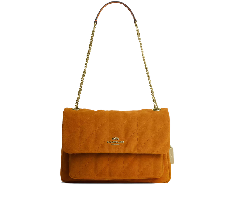 Coach Women's Elodie Crossbody Bag With Quilting Suede/Gold/Marigold
