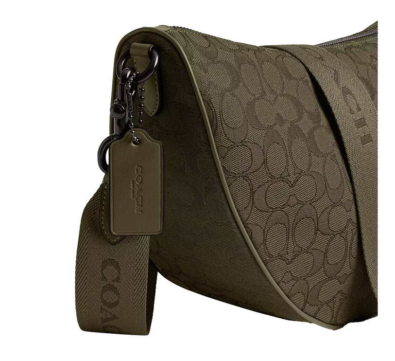 Coach Unisex Hall Soft Sling Bag 45 In Signature Jacquard Olive Drab