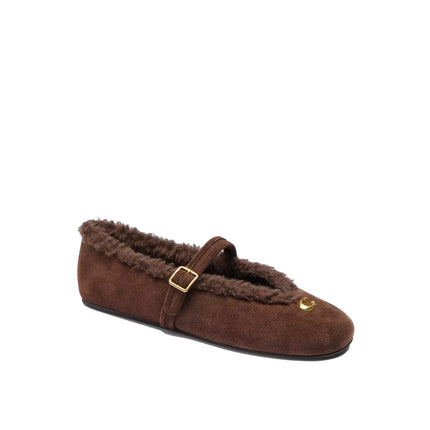 Coach Women's Sculpted C Mary Jane In Shearling Chocolate Brown