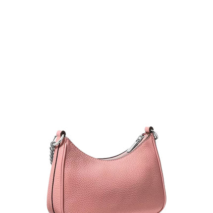 Michael Kors Women's Jet Set Travel Small Pebbled Leather Convertible Crossbody Bag Sunset Rose/Silver