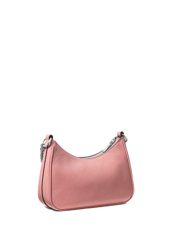 Michael Kors Women's Jet Set Travel Small Pebbled Leather Convertible Crossbody Bag Sunset Rose/Silver