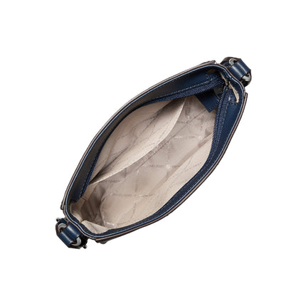 Michael Kors Women's Jet Set Small Signature Logo Stripe Crossbody Bag Navy/Silver