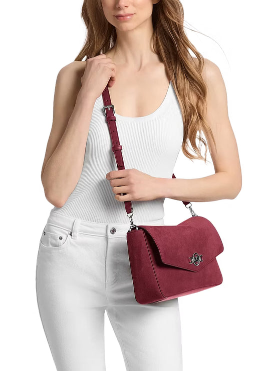 Michael Kors Women's Kacey Large Convertible Shoulder Bag Maroon/Silver