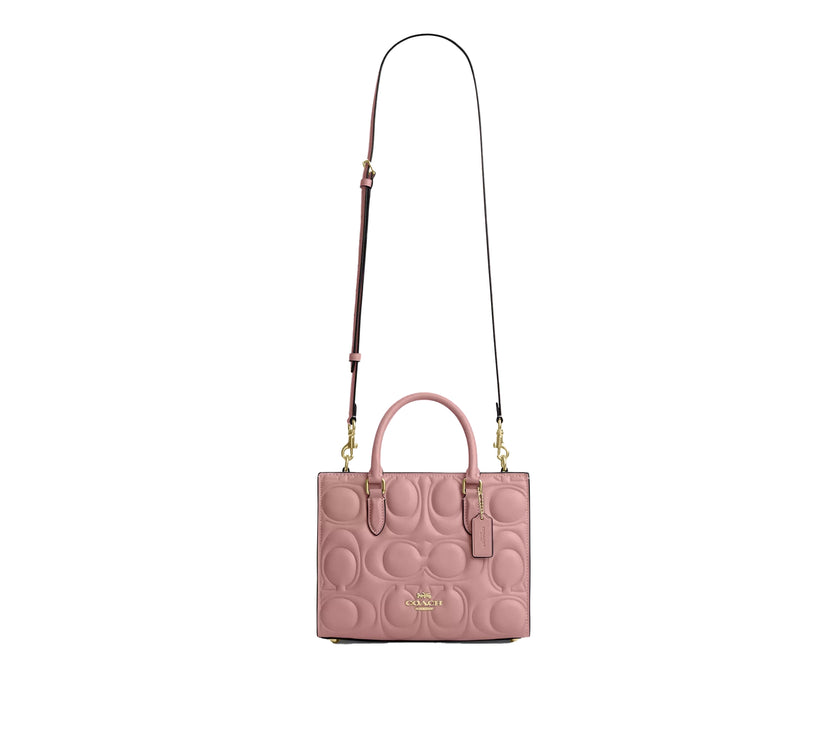 Coach Women's Maggie Small Tote Bag In Signature Leather Gold/Pink Petal