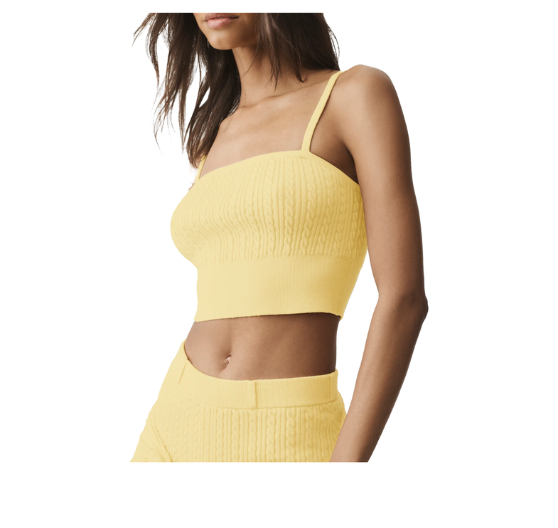 alo Women's Mini Cable Sweater Tank Warm Butter